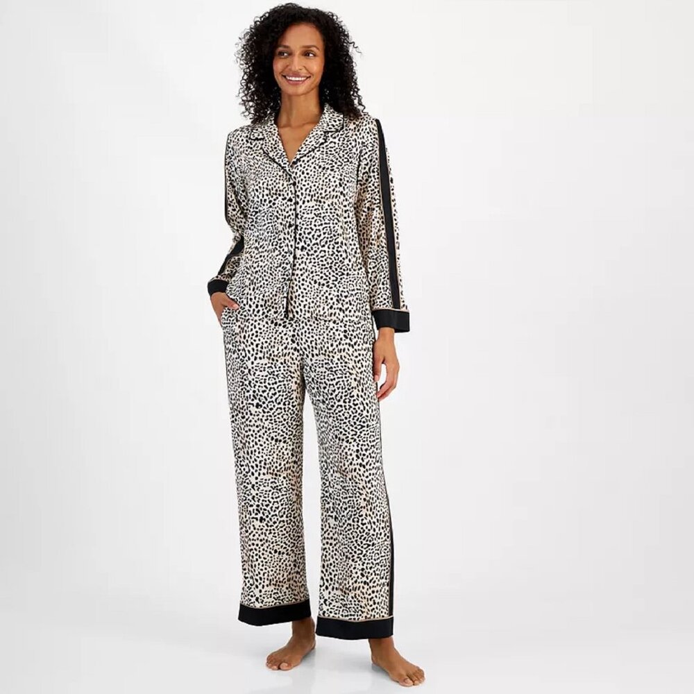 new I.N.C. International Concepts Women's Size XXL 2-pc Piped-Trim Satin Pajamas